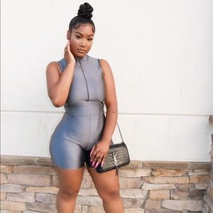 Metallic grey playsuit